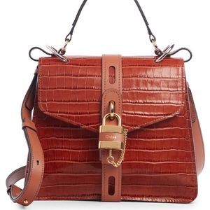 NWT Chloe Aby Day Bag MEDIUM Croc Sepia